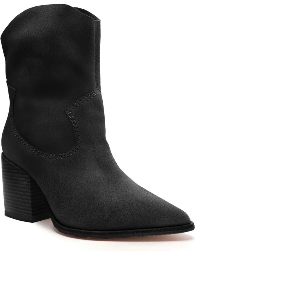 NEW Schutz Black Cowboy Booties Size 11 Suede